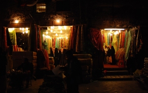 Shopping during ramadan in the old city of Sana`a, the ladies souk....