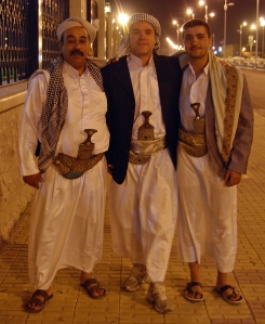 Hussein, Ahmed Al-Hamdani and Mohammed outside the presidents mosque...